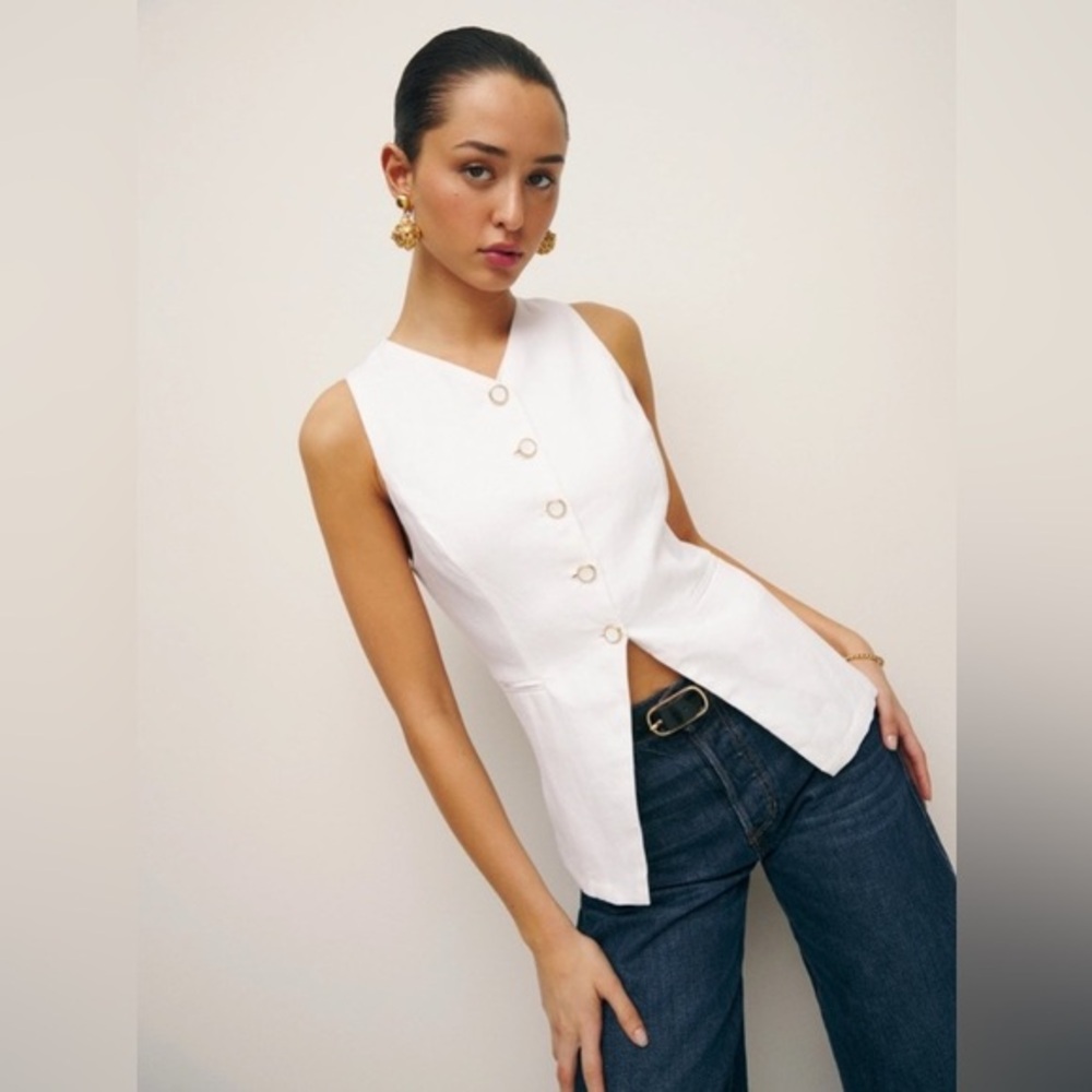 New Reformation Linen White Vest